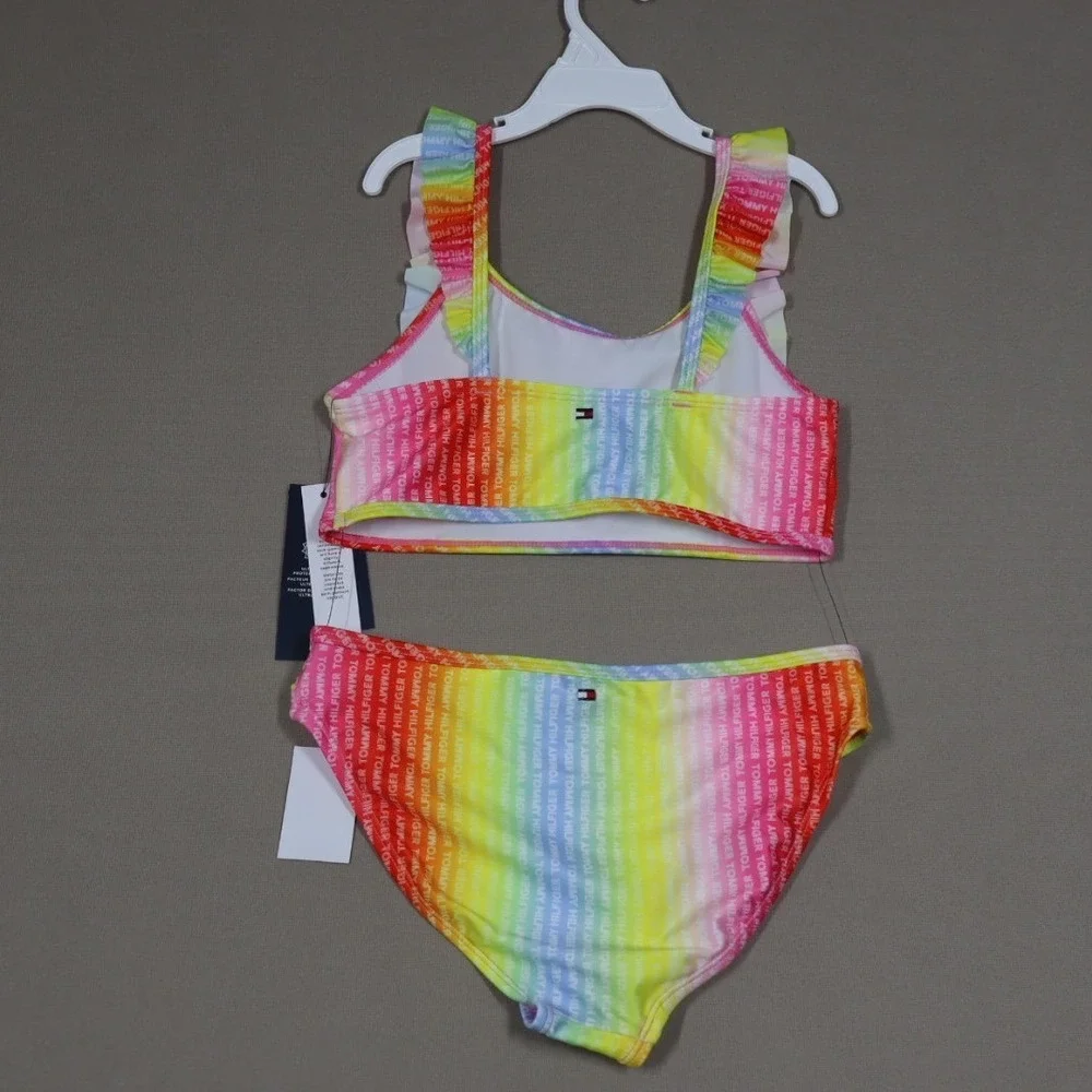 Tommy Hilfiger Big Girls Logo Print Ombre‎ Bikini 2 Piece Set - Size L (12-14)